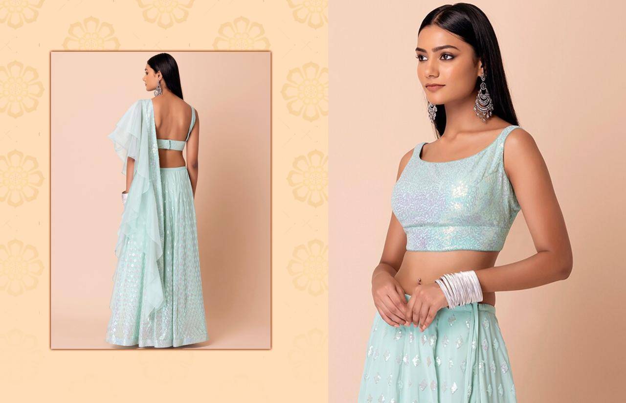 Zeel Clothing vol 27 georgette Light blue  Designer lehenga choli in Kolkata
